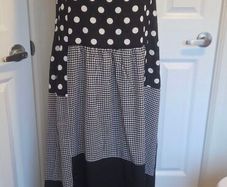 Zanzea Polka Dot Gingham Tiered Maxi Dress Black White Boho Size M