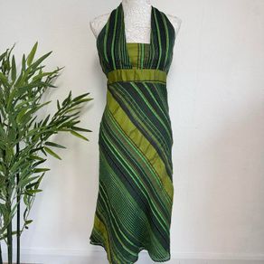 Green halter midi dress Size UK12