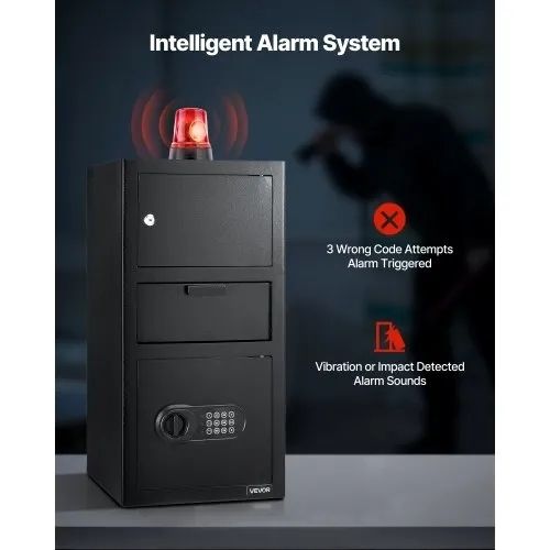 3.6 Cubic Feet Drop Safe, Large Capacity Front Drop Slot Safe Box with Digital Keypad, Heavy Duty 3 Tiers Cash Depository Box with Spare Keys for Cash