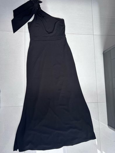 Folkster Black One Shoulder Bow Maxi Dress Elegant Occasion Size L