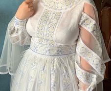 Beautiful Traditional Ukrainian Wedding Dress with Embroidery & Veil