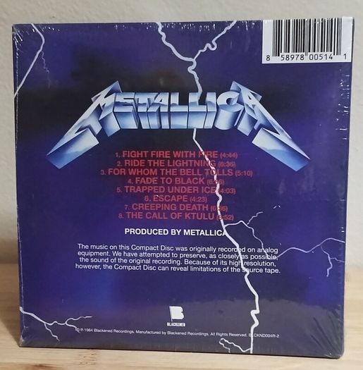 Metallica Ride The Lightning Remastered CD Album