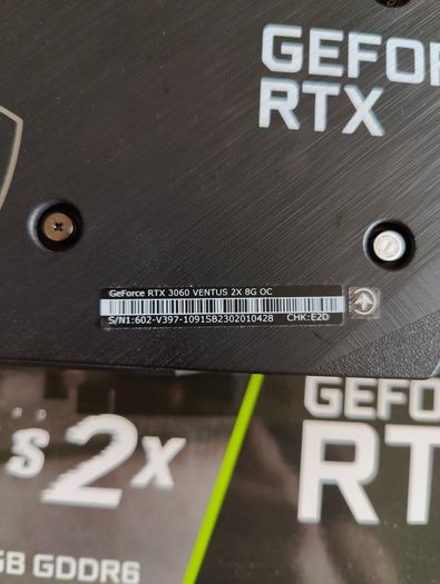 MSI RTX 3060 8GB Ventus 2X Graphics Card Like New