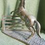 Vintage Large Solid Brass Horse on Base Horse Jumping Gate 11" x 9,5" Image 7