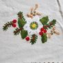 Hand Embroidered Linen Tablecloth and 12 Napkins Image 6