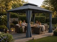 main image for ad 3 x 4m Metal Garden Gazebo with Side Curtains Water-Repellent UV50+ Outdoor Gazebo