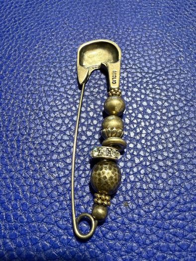 Cynthia Miglio Silver Beaded Safety-Pin  Brooch