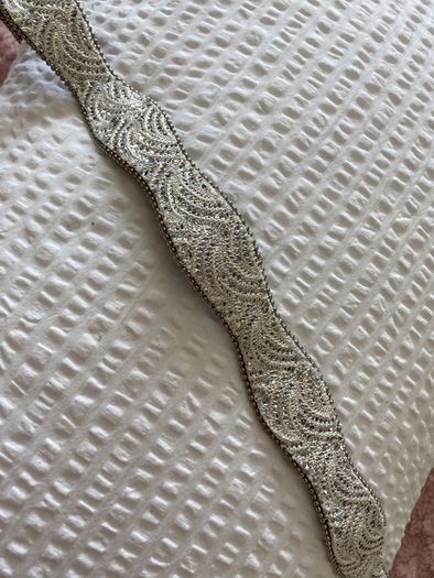 Belt - 50% Polyester Lace with Glittery Sequins and Silver Beaded edges