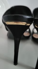 CHARLES & KEITH black suede wide strap high heels Sz 39 ( Fit 6-6.5 UK) - Rrp 153 (New)