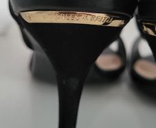 CHARLES & KEITH black suede wide strap high heels Sz 39 ( Fit 6-6.5 UK) - Rrp 153 (New)