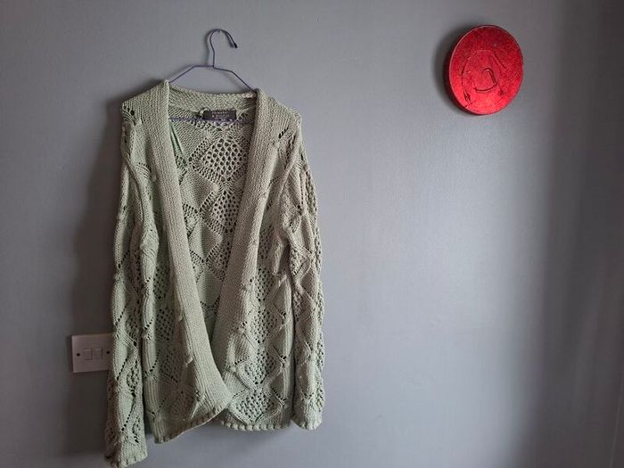 Beautiful light mint green chunky knit cardigan