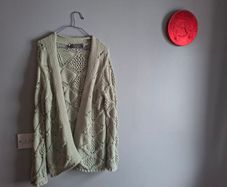 Beautiful light mint green chunky knit cardigan