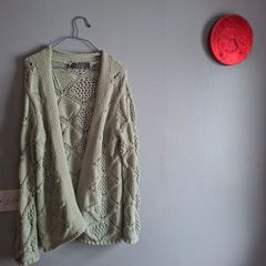 Beautiful light mint green chunky knit cardigan
