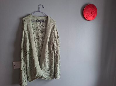 Beautiful light mint green chunky knit cardigan