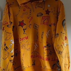 Anime ,Graffiti, Harajuku Japanese Streetwear Yellow Hoodie size S/M