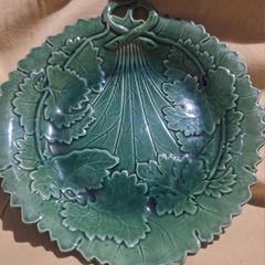 Antique Majolica Green Grape Plate