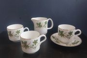 Small Collection of Arklow Pottery Coffee Set Items in the Ragusa Pattern, Plus Some Free Matching Pattern Saucers by Royal Tara.
