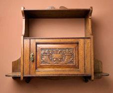 Edwardian Arts and Crafts Oak Hanging Wall Cabinet