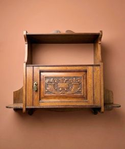 Edwardian Arts and Crafts Oak Hanging Wall Cabinet