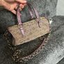 vintage Guess Y2K small monogram bag in a brown and pink glitter colorway. Image 5