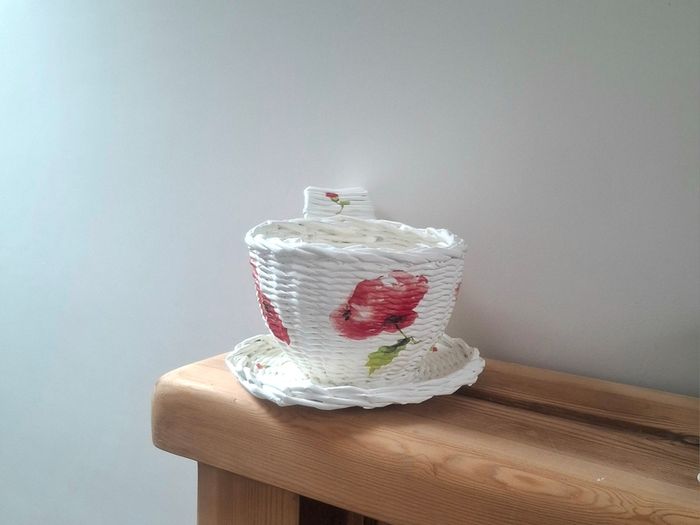 Handmade newspaper basket.