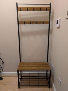 Coat rack with bench and shoe shelf