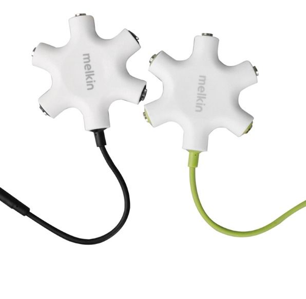 5 port 3.5mm jack headphone Audio splitter adapter with 1pcs 60cm Aux cable