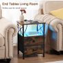 Bedside Table Set of 2, Side Table with Charging Station and Led Lights Image 3