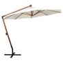 Hanging Parasol 350 cm Wooden Pole White Image 3