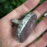 1 Stunning Purple Mica Stone  Lepidolite Meditation Reiki Crystal Dystopian Ring Size 8 Image 4