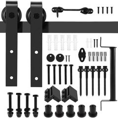 6.6 FT 200cm Black Barn Door Hardware Kit with Handle