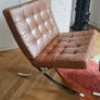 Midcentury modern Barcelona Chair Replica with Footstool Image 6