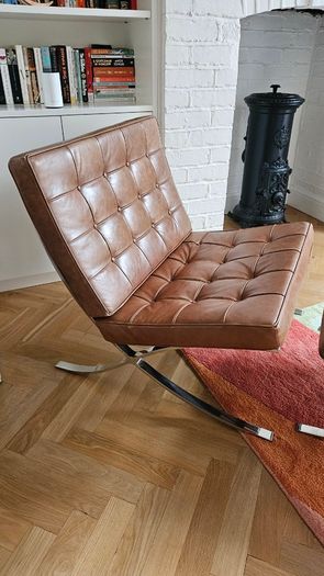 Midcentury modern Barcelona Chair Replica with Footstool