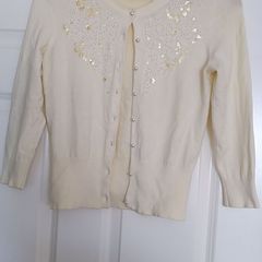 Beaded vintage retro A-Wear cardigan with pearl buttons