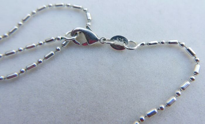 Vintage Sterling Silver 925 Tube and bead chain , Silver necklace , Minimalist jewelry, length 20" - 2,86g
