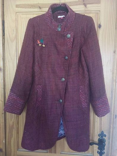 Joe Browns wool mix coat with brooch (free post)