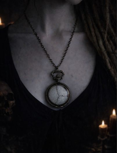 Deer Skull Sutures Partial Skull Bone Pocket Watch on Long Brass Chain