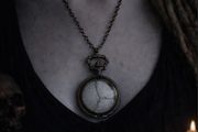 Deer Skull Sutures Partial Skull Bone Pocket Watch on Long Brass Chain