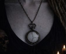 Deer Skull Sutures Partial Skull Bone Pocket Watch on Long Brass Chain
