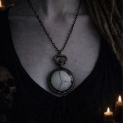 Deer Skull Sutures Partial Skull Bone Pocket Watch on Long Brass Chain