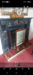 ORIGINAL Kilkenny Marble Fireplace - Victorian Black Limestone - Complete