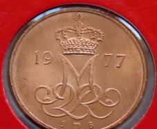 Denmark 1977 Coin Stamp cover BUNC