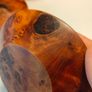 A pair of Burr Walnut tea light holders and burr lidded container Image 4