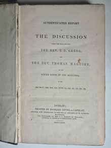 Rare 1839 1st Ed Gregg & Maguire Dublin Debate Untrimmed Original Boards. Rotunda Discussion Irish Church History Uncut Pages.