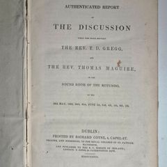 Rare 1839 1st Ed Gregg & Maguire Dublin Debate Untrimmed Original Boards. Rotunda Discussion Irish Church History Uncut Pages.