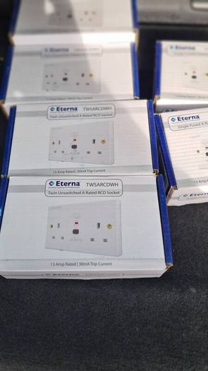 New Eterna Type A RCD Sockets & Fused Spurs Boxed