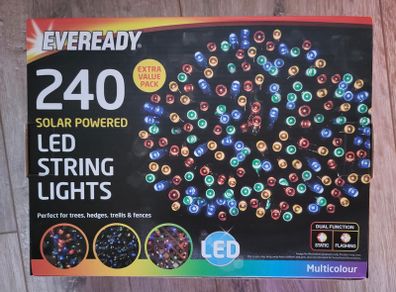 Eveready 240 Solar Powered Multicolour Outdoor LED String Christmas Lights
