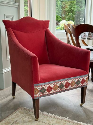 Restored vintage armchair in Colefax & fowler