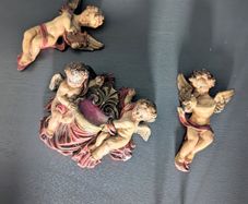 Set of 3 antique Angel holy-water font
