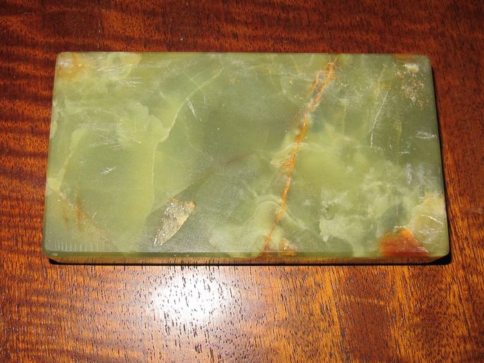 Unique Rare Brazilian Green & Brown Onyx Plinth / Base